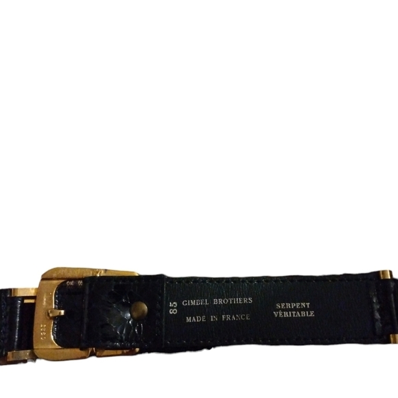 VTG Belt Gimbel Brothers Blk Snake Pattern w. Gold Accents Push Thru Adj. 31-34" - Picture 5 of 9